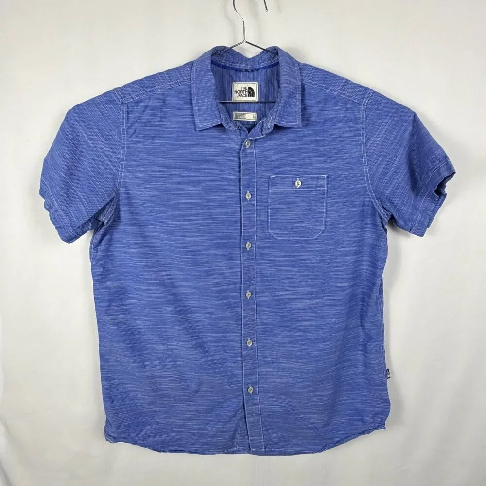 The North Face Blue Short Sleeve Button Down Cotton Overshirt Shirt Size XL